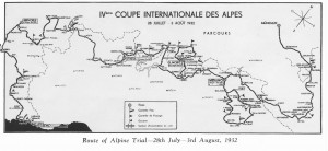 Tracé Coupe des Alpes - Alpine Rally 1932