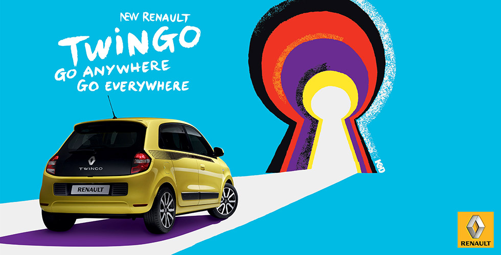 Publicité Renault Twingo, quand « Go anywhere, go everywhere » remplace « À vous d’inventer la vie qui avec »