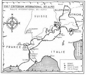 Tracé Coupe des Alpes - Alpine Rally 1954