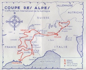 Tracé Coupe des Alpes - Alpine Rally 1957